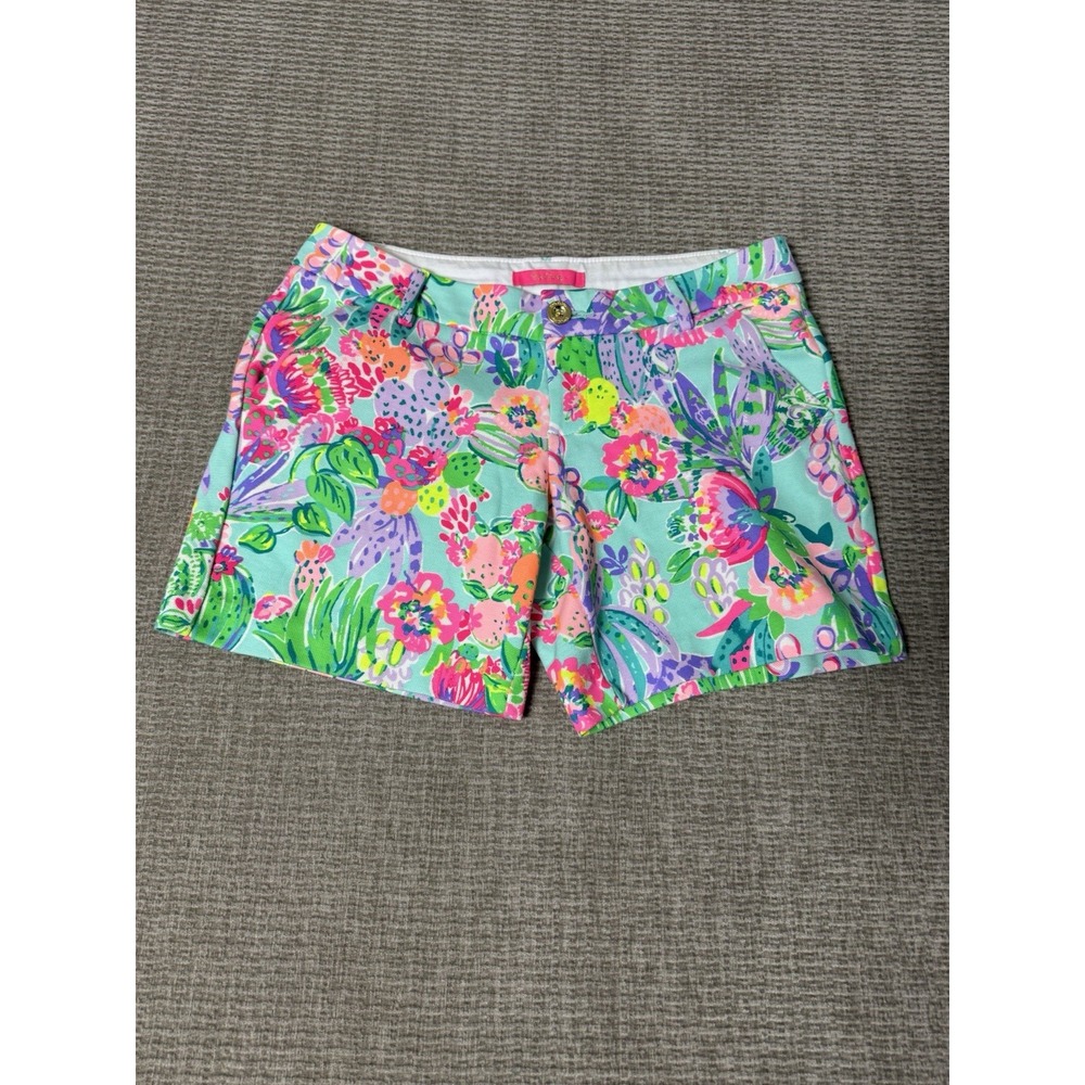 Lilly Pulitzer 4 Me And My Zesty JAYNE KNIT SHORTS Flat Front Textured 7"